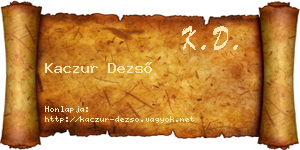 Kaczur Dezső névjegykártya